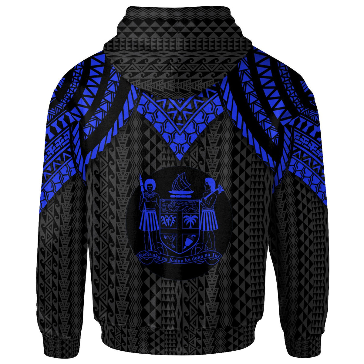 Fiji Zip up Hoodie Polynesian Armor Style Blue - Polynesian Pride