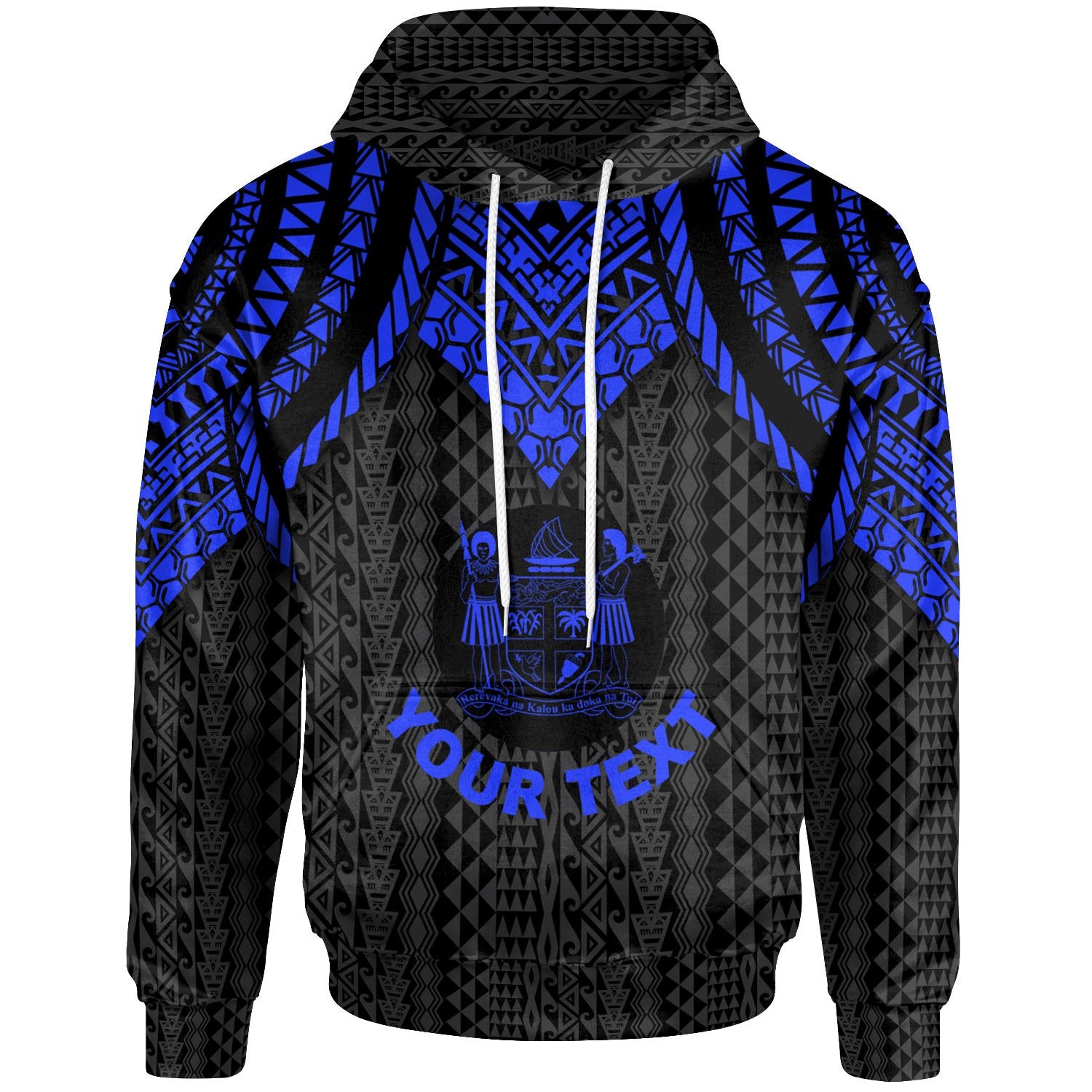 Fiji Custom Hoodie Polynesian Armor Style Blue Unisex Blue - Polynesian Pride