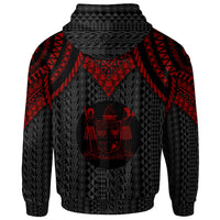 Fiji Zip up Hoodie Polynesian Armor Style Red - Polynesian Pride
