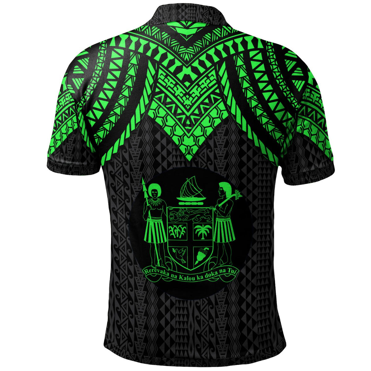 Fiji Custom Polo Shirt Polynesian Armor Style Green - Polynesian Pride