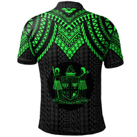 Fiji Custom Polo Shirt Polynesian Armor Style Green - Polynesian Pride