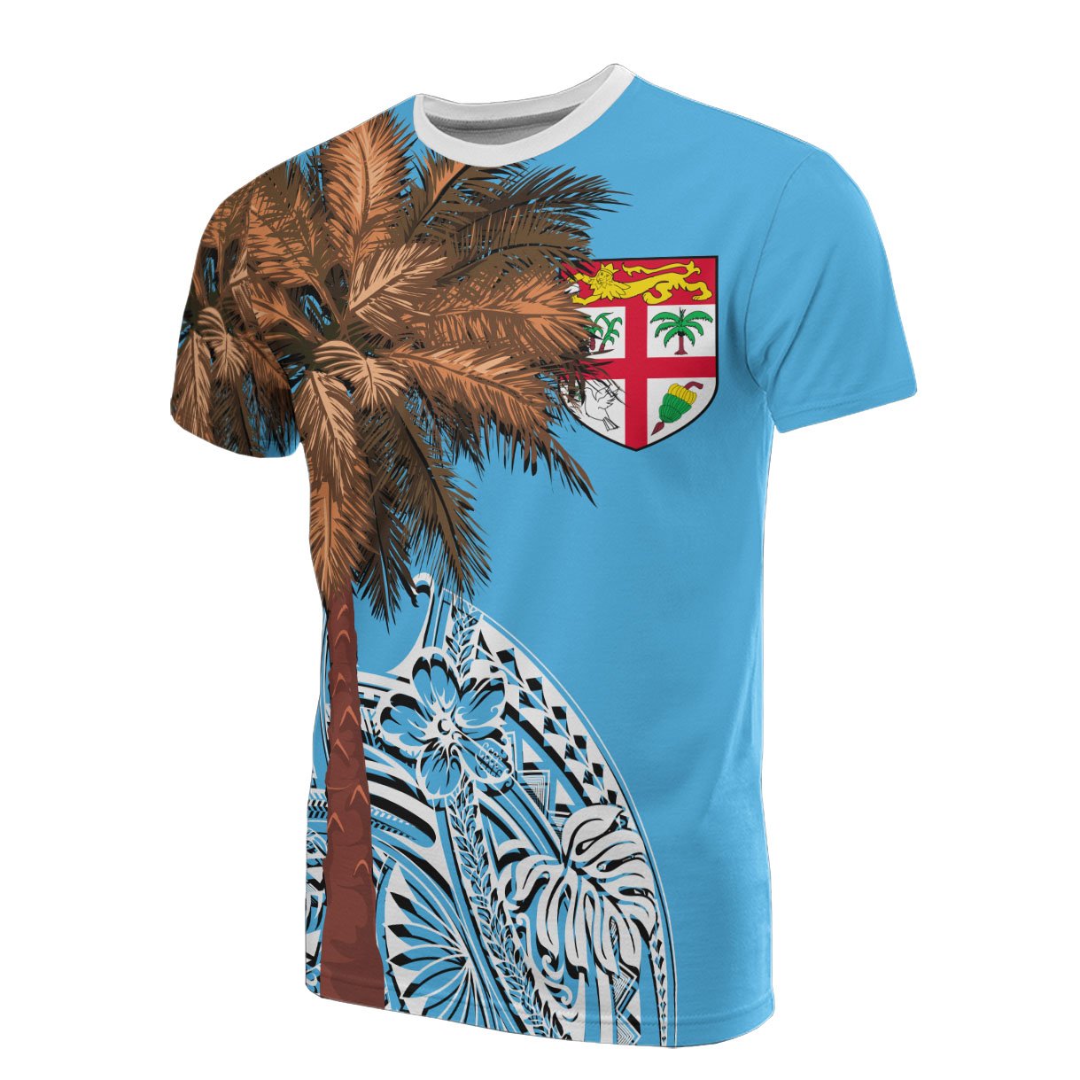 Fiji T Shirt Polynesian Palm Tree Flag Unisex Blue - Polynesian Pride