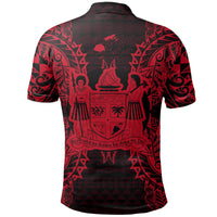 Fiji Polo Shirt Viti Coat Of Arms Map Polynesian Tattoo Red - Polynesian Pride
