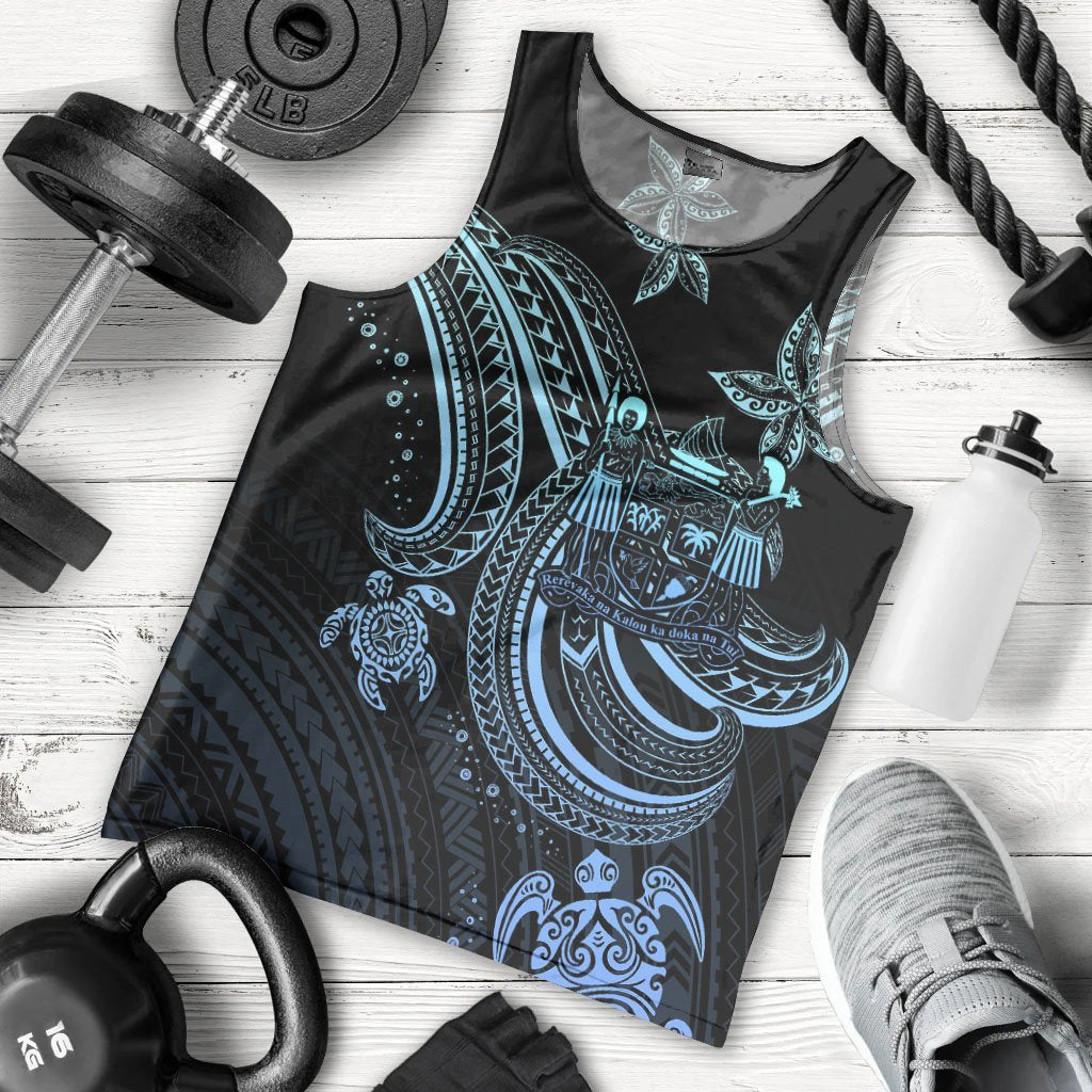 Fiji Custom Personalised Men's Tank Top - Blue Turtle Blue - Polynesian Pride