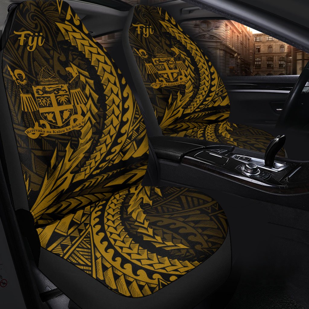 Fiji Car Seat Cover - Wings Style Universal Fit Black - Polynesian Pride