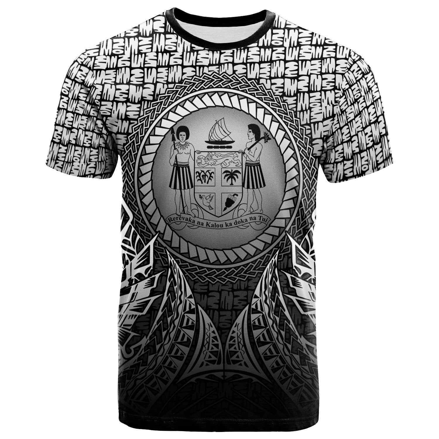 Fiji T Shirt Circle Pattern Black Unisex Black - Polynesian Pride