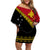 PNG Off Shoulder Short Dress Papua Flag Simple Style LT7 Women Black - Polynesian Pride