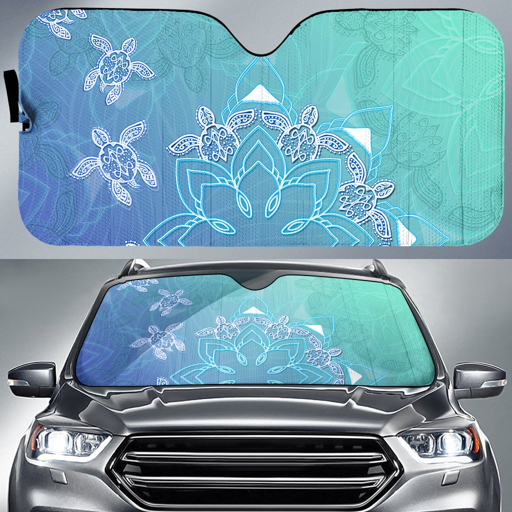Flower Turtle Car Sun Shade AH Auto Sun Shade Universal Fit White - Polynesian Pride