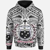 Samoall Over Hoodie Samoa Coat ofrms White Unisex White - Polynesian Pride