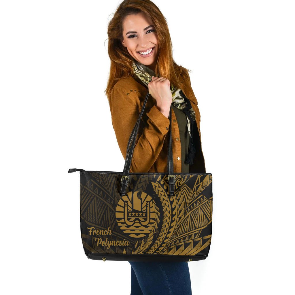 French Polynesia Leather Tote - Wings Style - Polynesian Pride