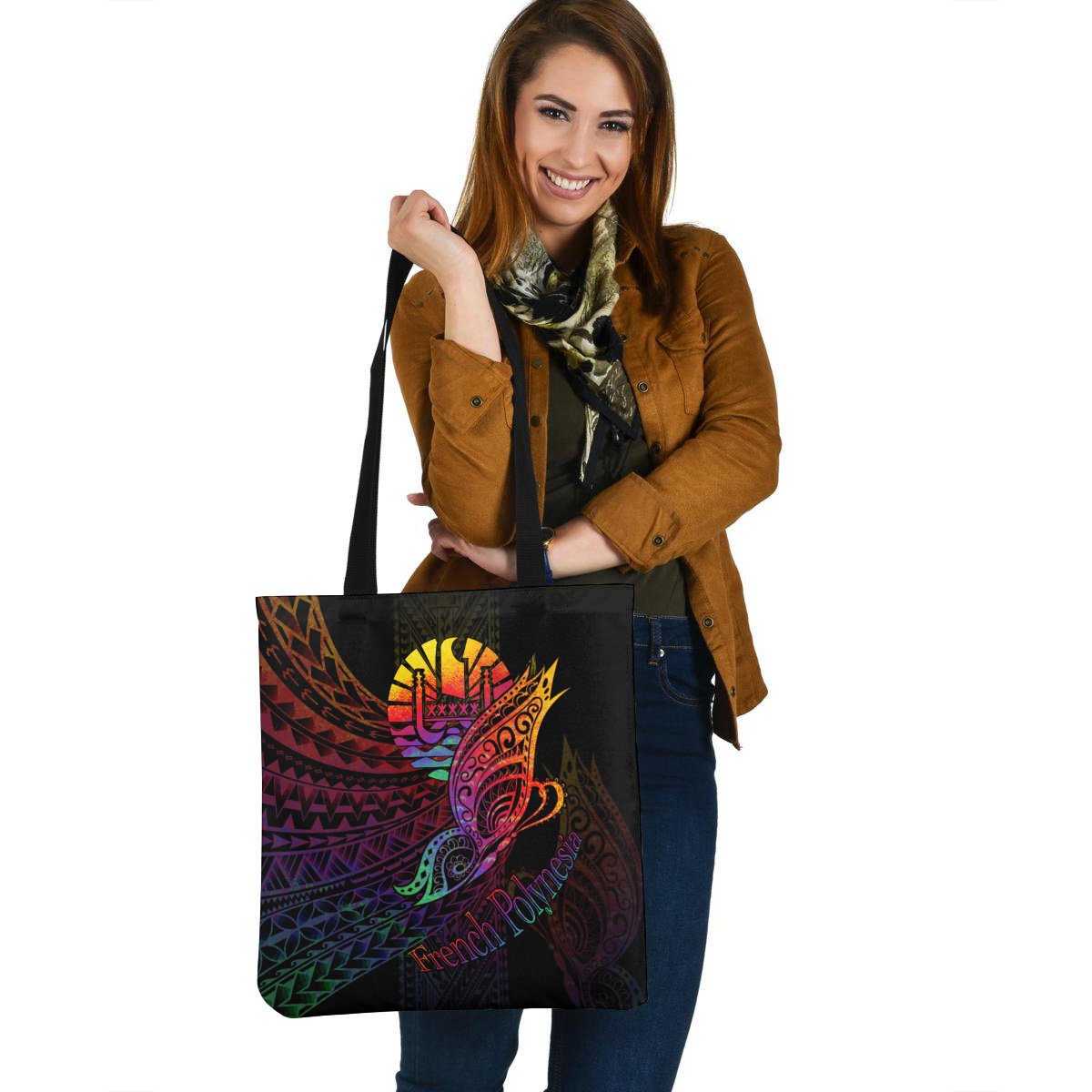 French Polynesia Tote Bag - Butterfly Polynesian Style Tote Bag One Size Black - Polynesian Pride