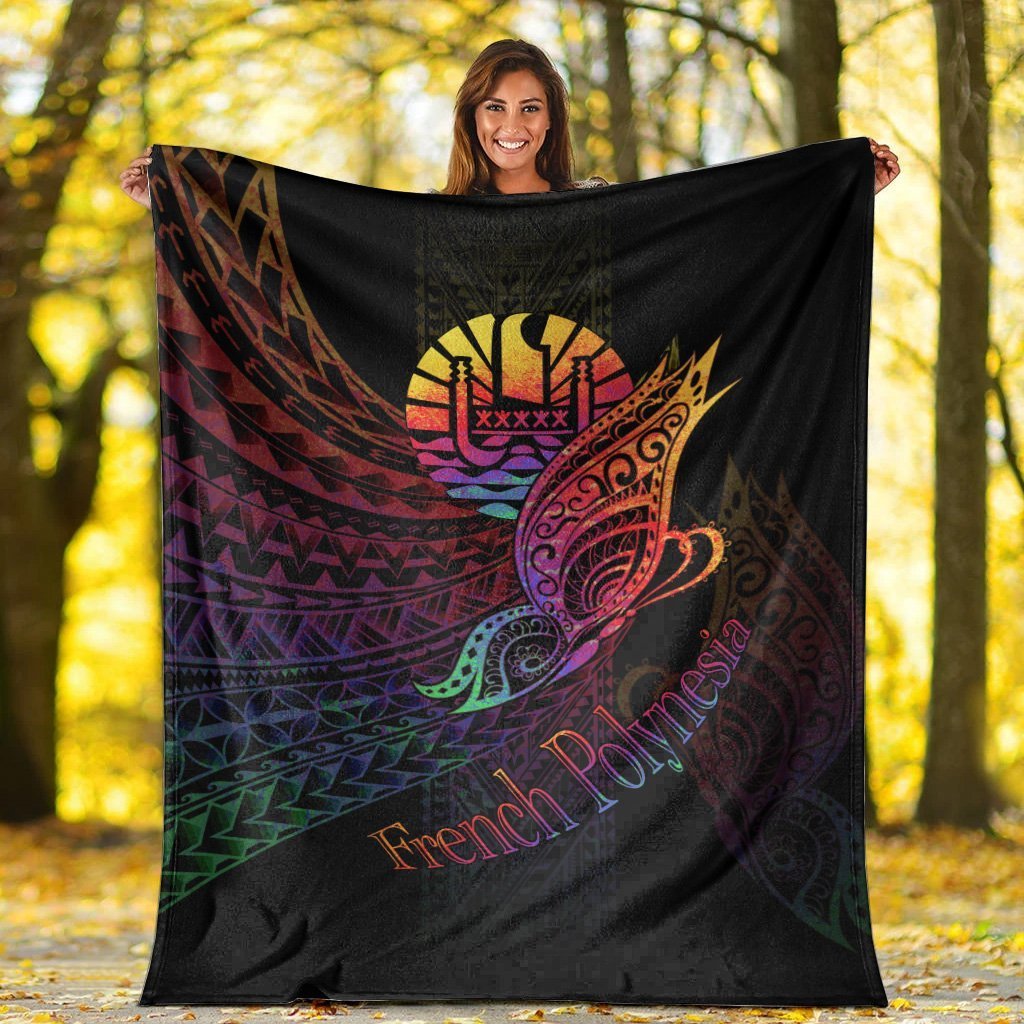 French Polynesia Premium Blanket - Butterfly Polynesian Style - Polynesian Pride