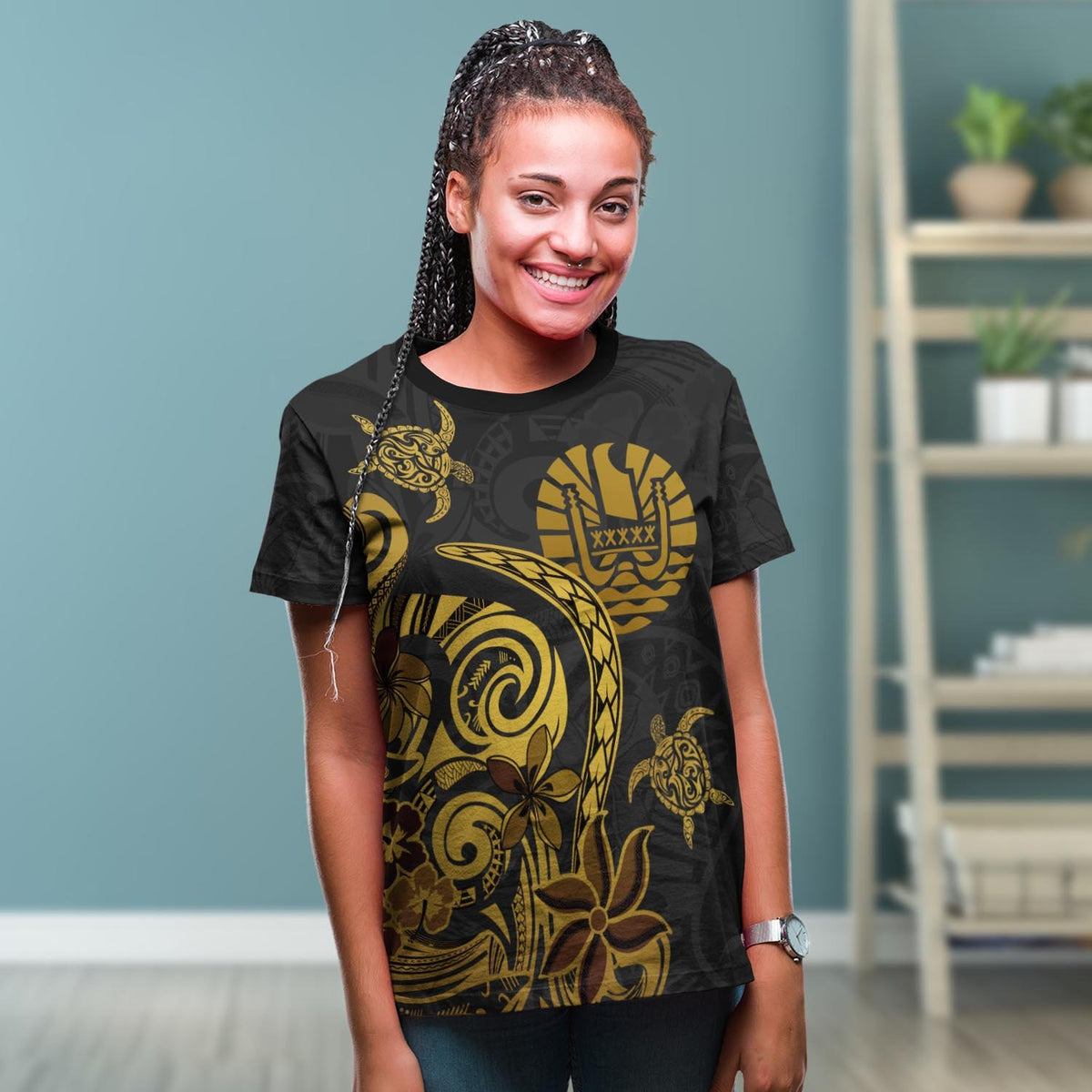 French Polynesia Custom T Shirt Folk Style - Polynesian Pride