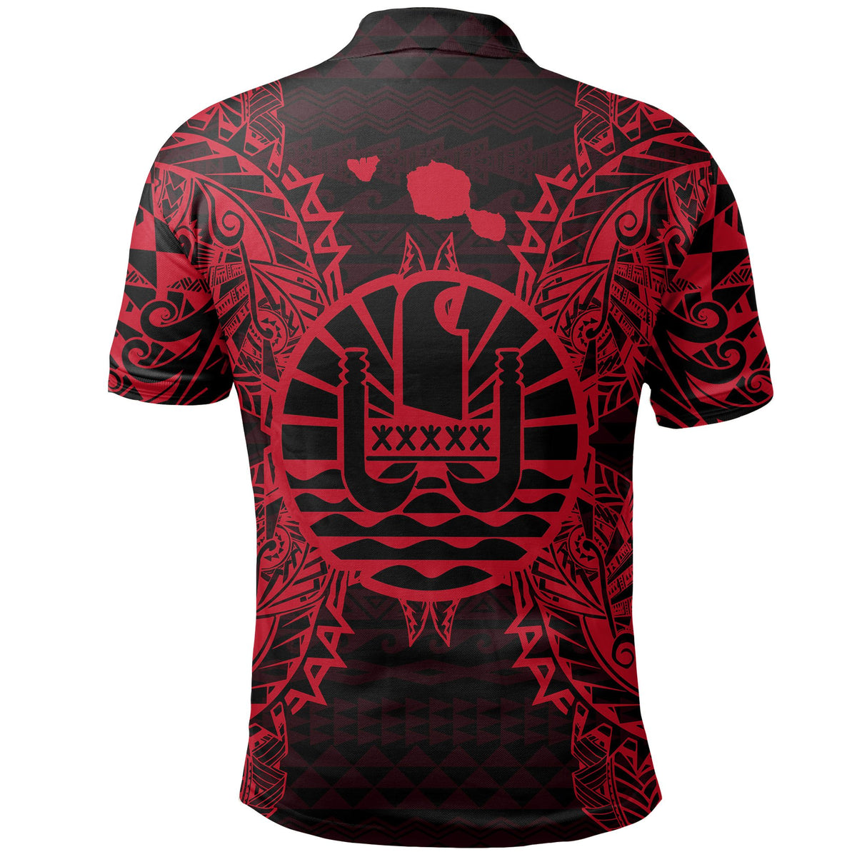 French Polynesian Polo Shirt French Polynesian Coat Of Arms Map Polynesian Tattoo Red - Polynesian Pride