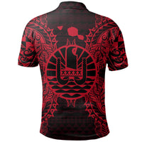 French Polynesian Polo Shirt French Polynesian Coat Of Arms Map Polynesian Tattoo Red - Polynesian Pride