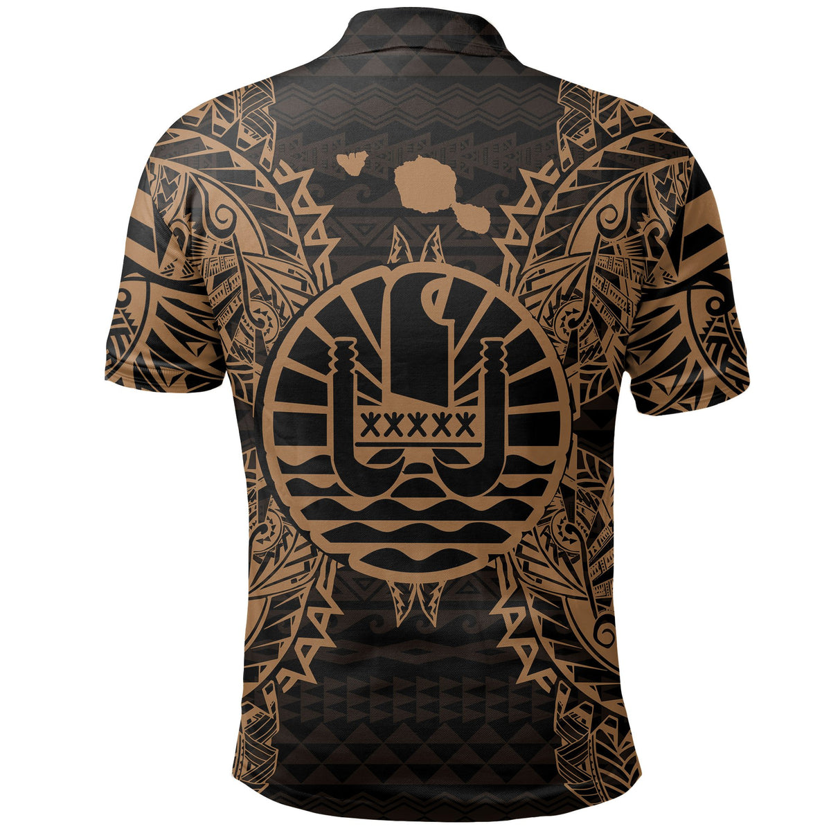 French Polynesian Polo Shirt French Polynesian Coat Of Arms Map Polynesian Tattoo Gold - Polynesian Pride