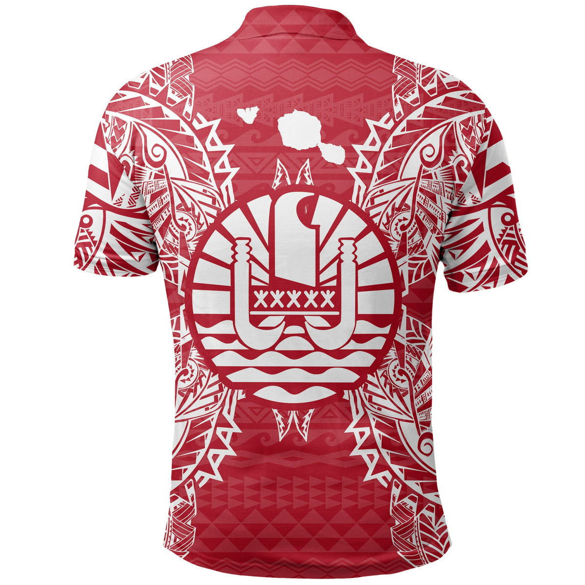 French Polynesian Polo Shirt French Polynesian Coat Of Arms Map Polynesian Tattoo Red White - Polynesian Pride