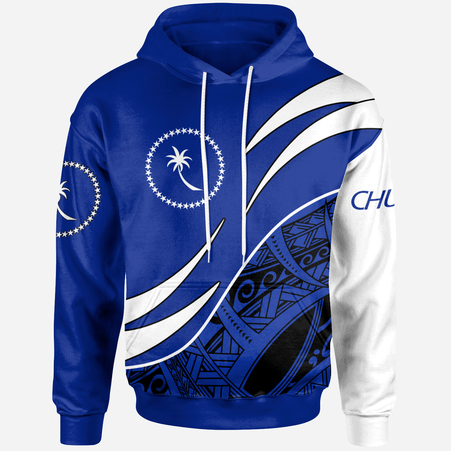 Chuuk Hoodie Symmetrical Lines Unisex Blue - Polynesian Pride