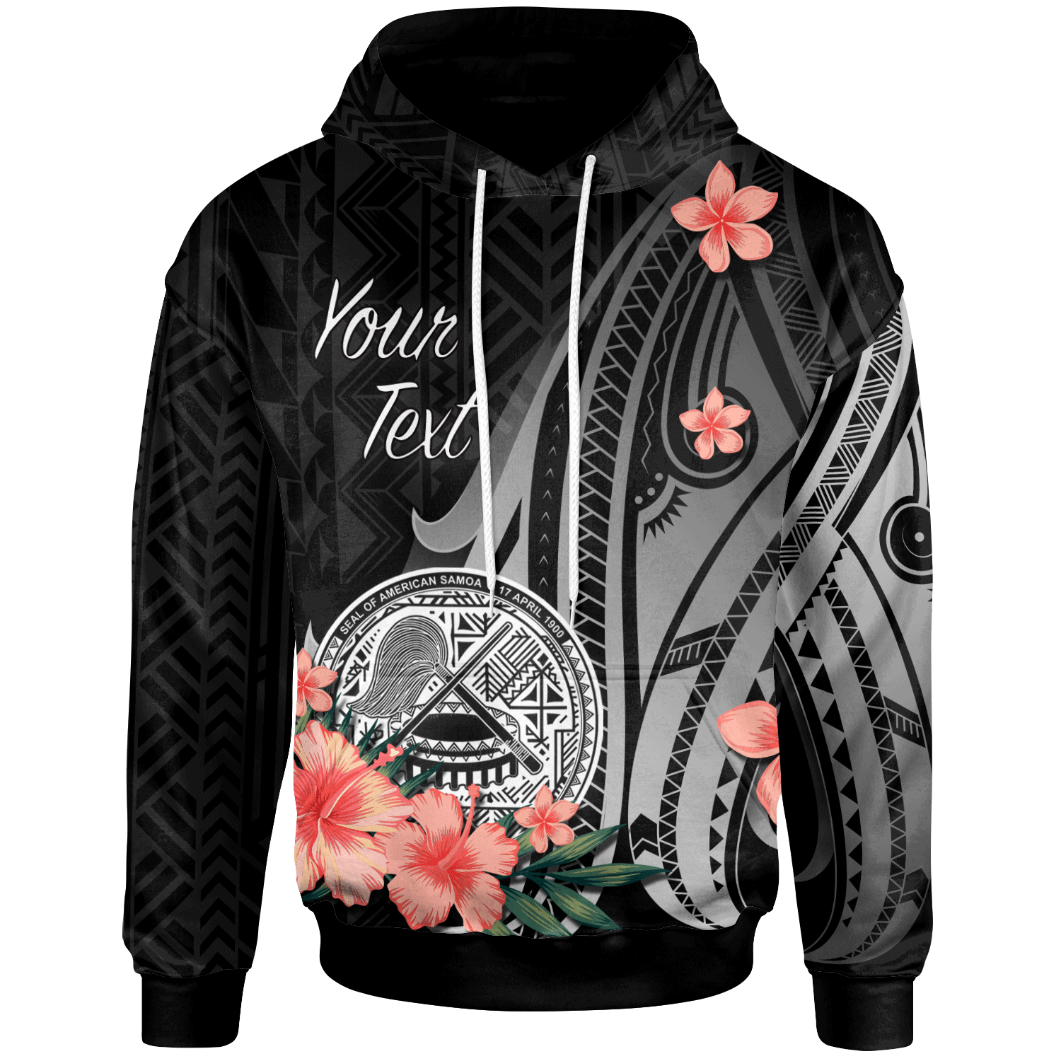 American Samoa Custom Hoodie Polynesian Hibiscus Pattern Style Unisex Black - Polynesian Pride