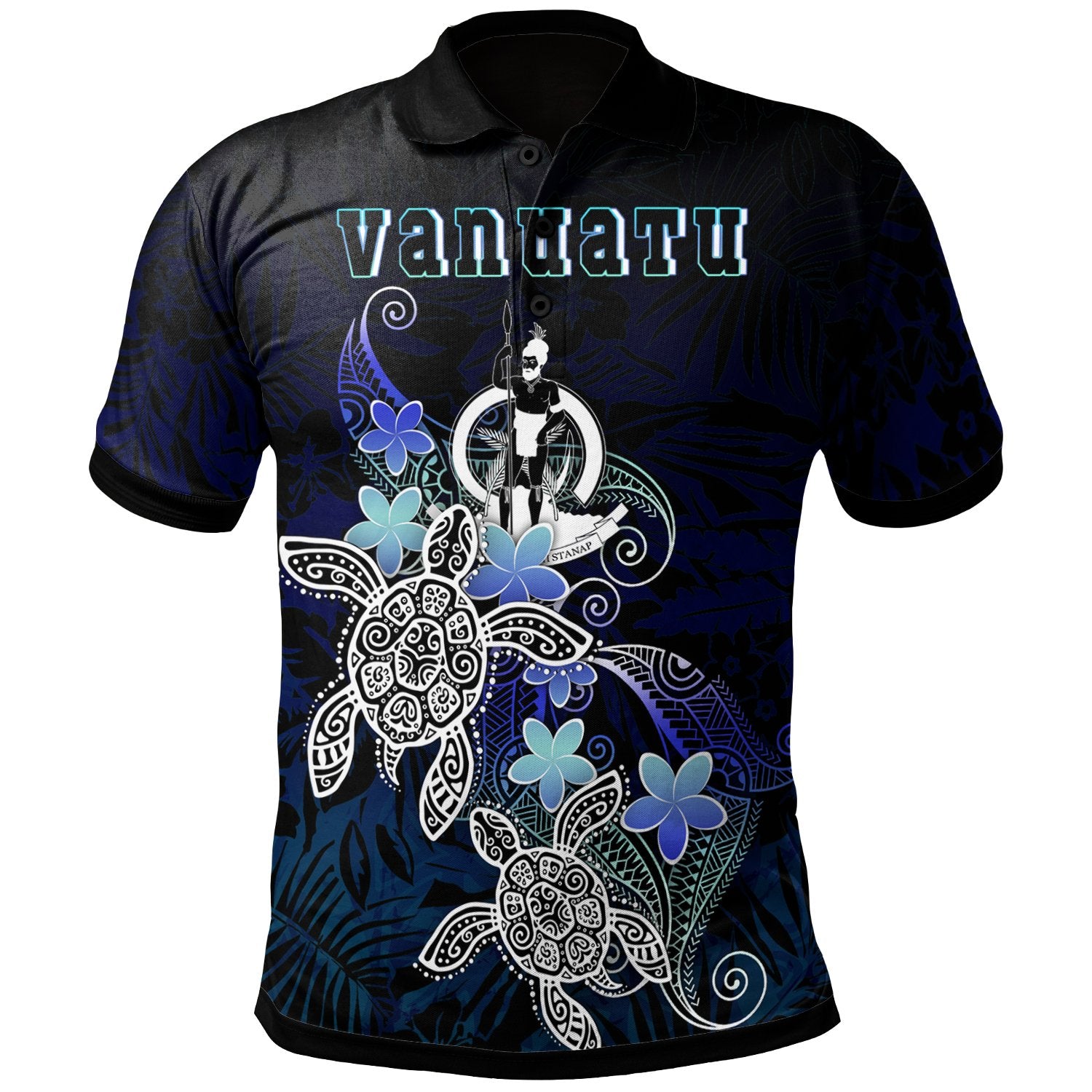 Vanuatu Polynesian Polo Shirt Blue Turtle Couple Unisex Blue - Polynesian Pride