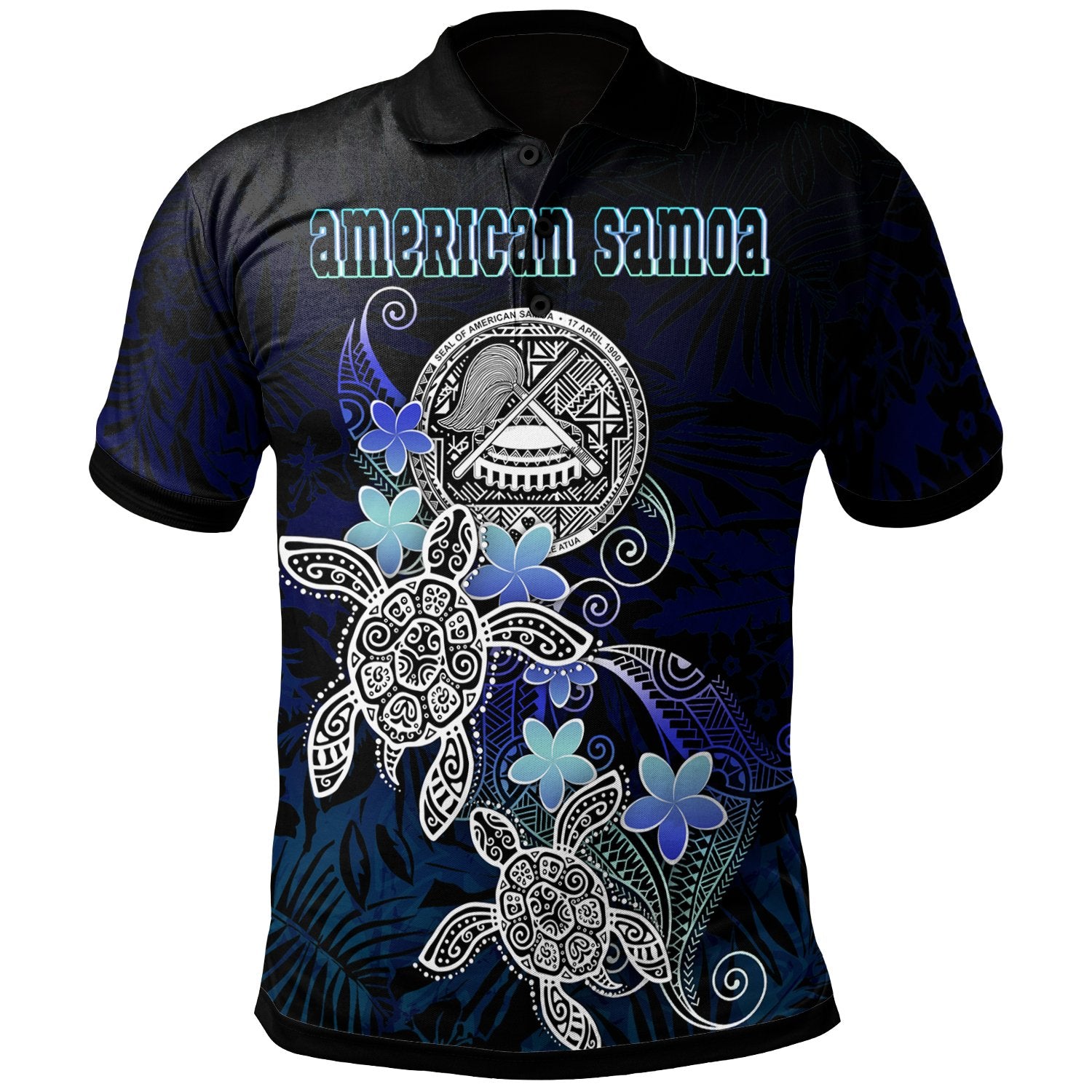 American Samoa Polynesian Polo Shirt Blue Turtle Couple Unisex Blue - Polynesian Pride