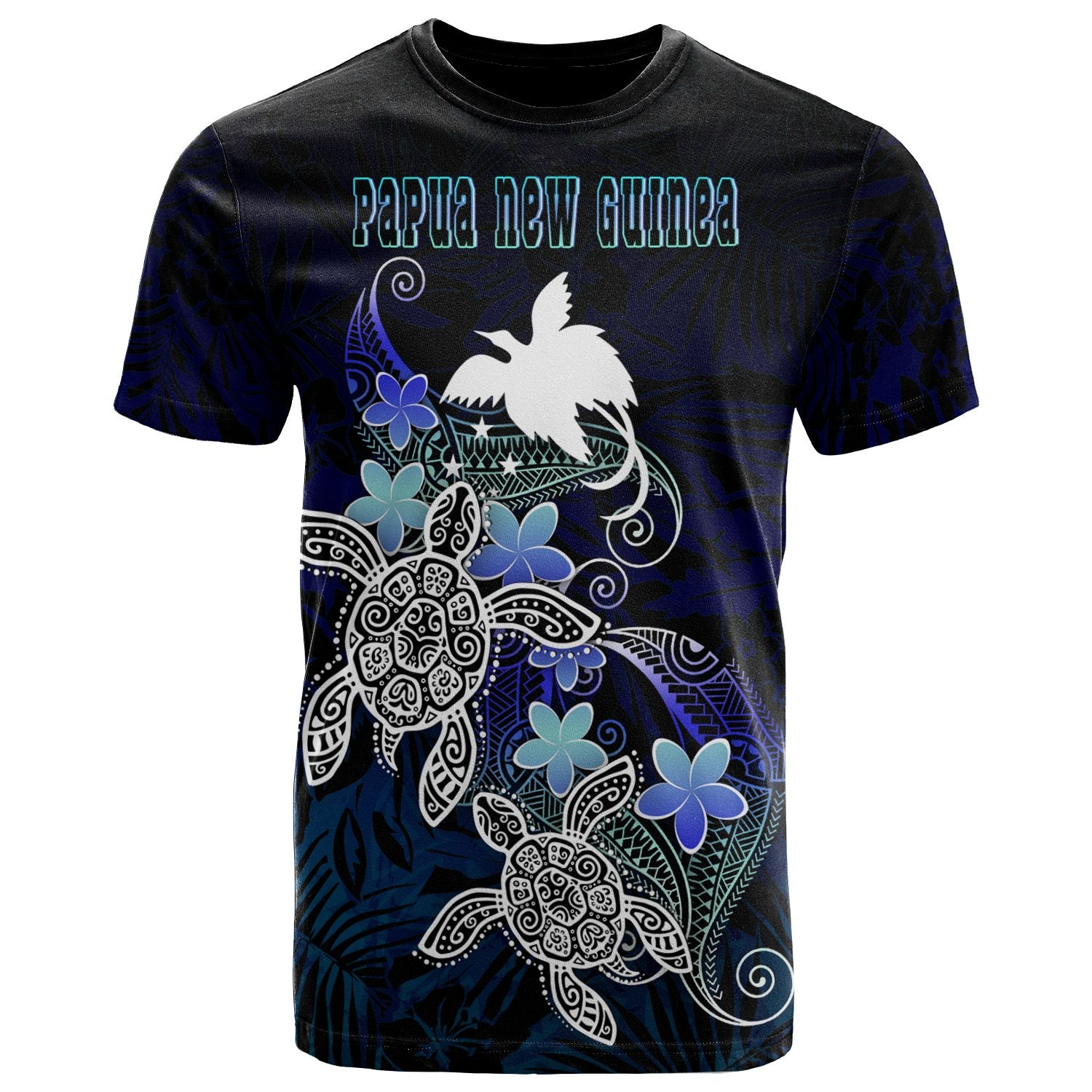 Papua New Guinea Polynesian T Shirt Blue Turtle Couple Unisex Blue - Polynesian Pride