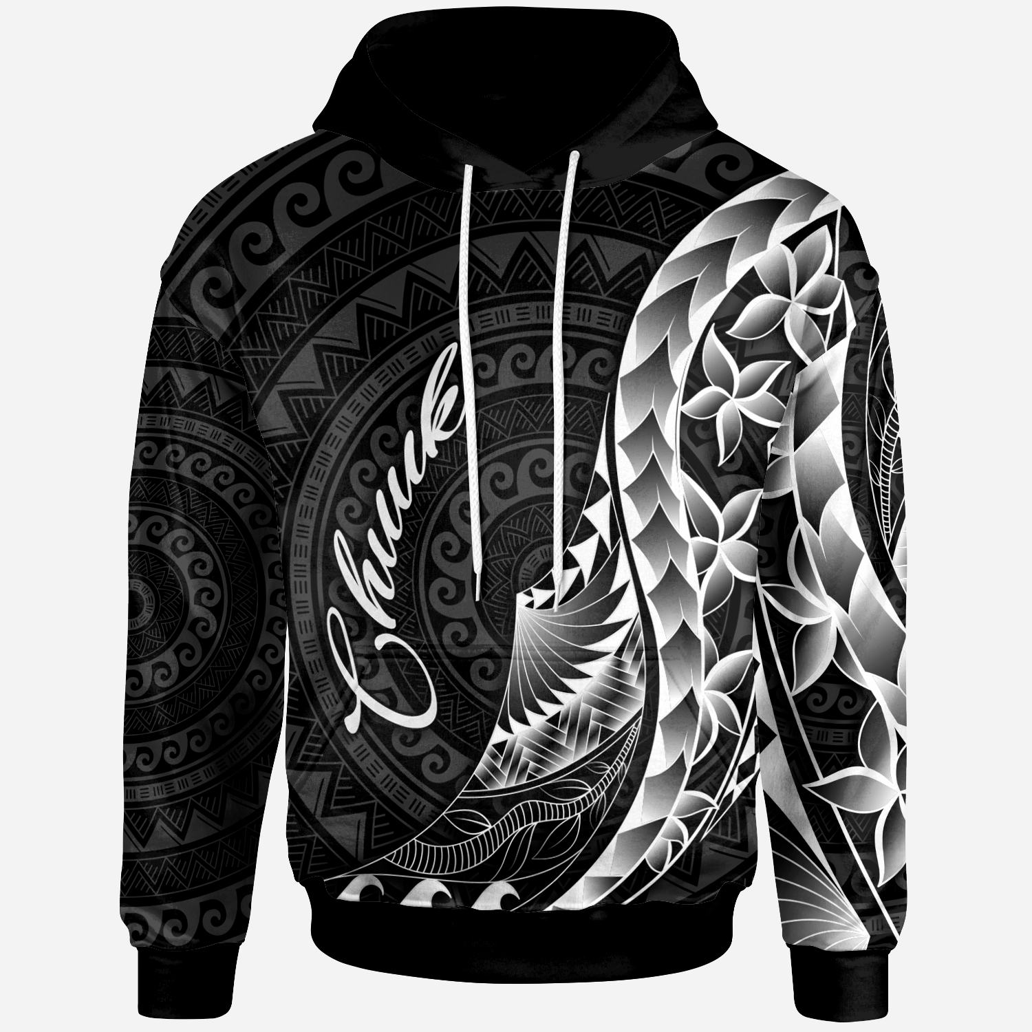 Chuuk Hoodie Polynesian Pattern Style Unisex Black - Polynesian Pride