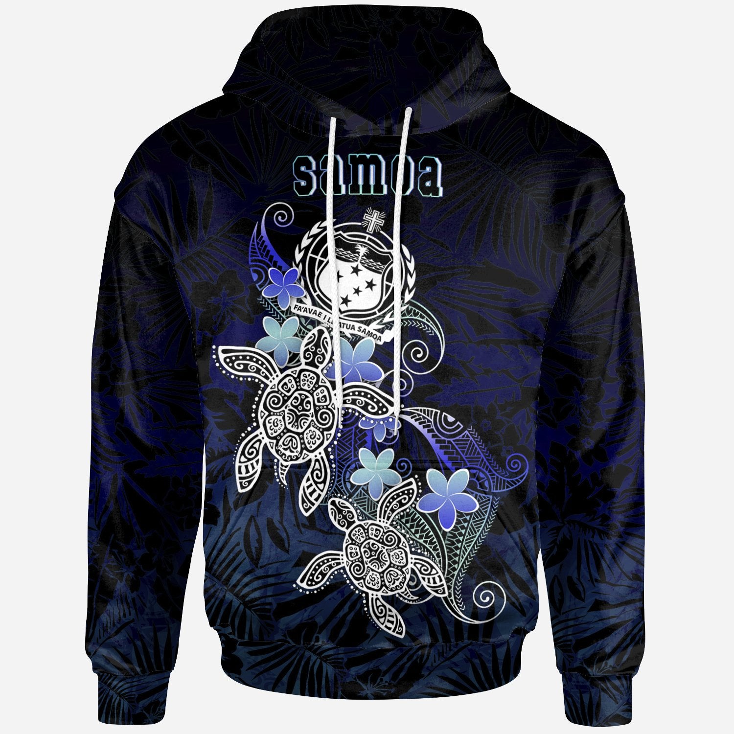 Samoa Polynesian Hoodie Blue Turtle Couple Unisex Blue - Polynesian Pride