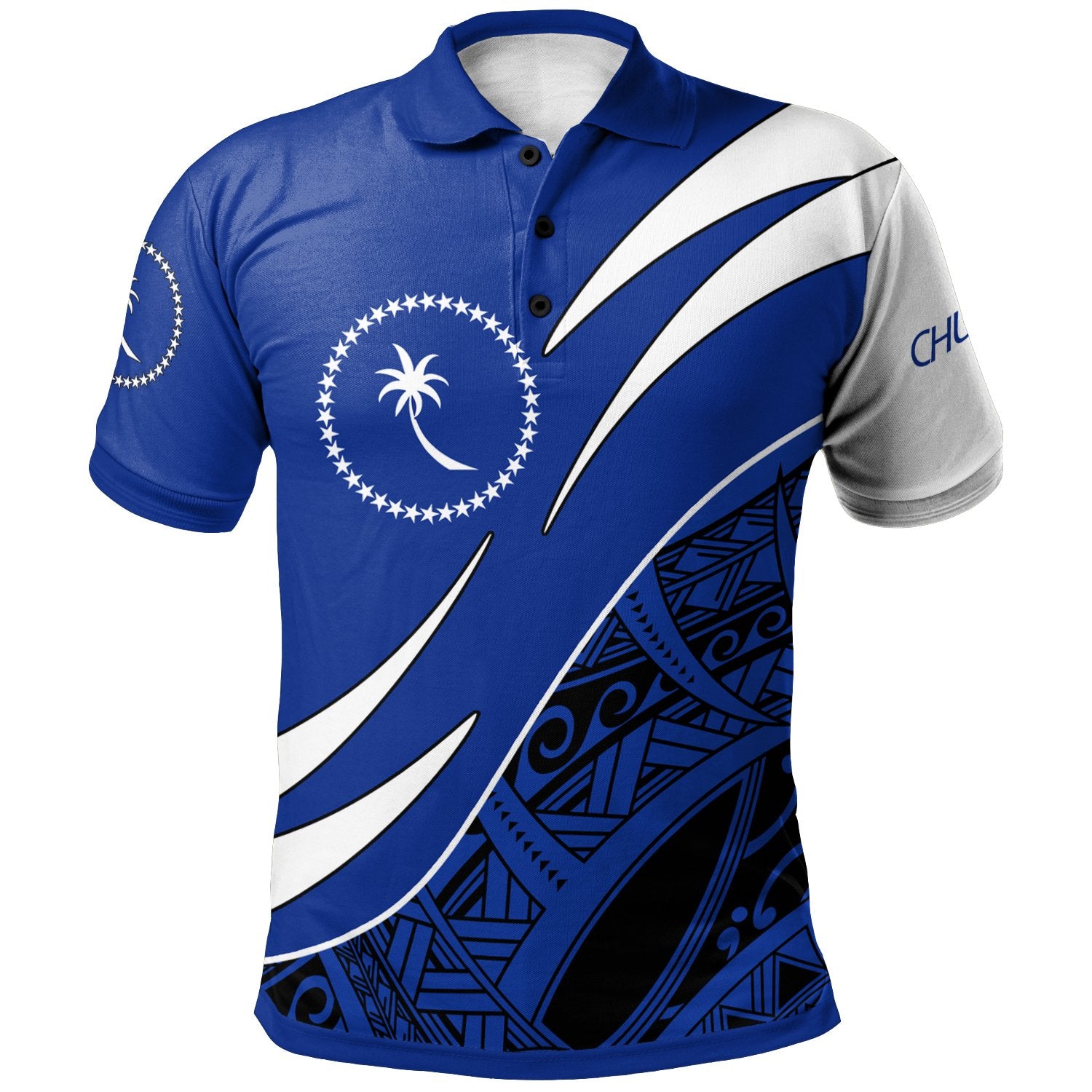 Chuuk Polo Shirt Symmetrical Lines Unisex Blue - Polynesian Pride