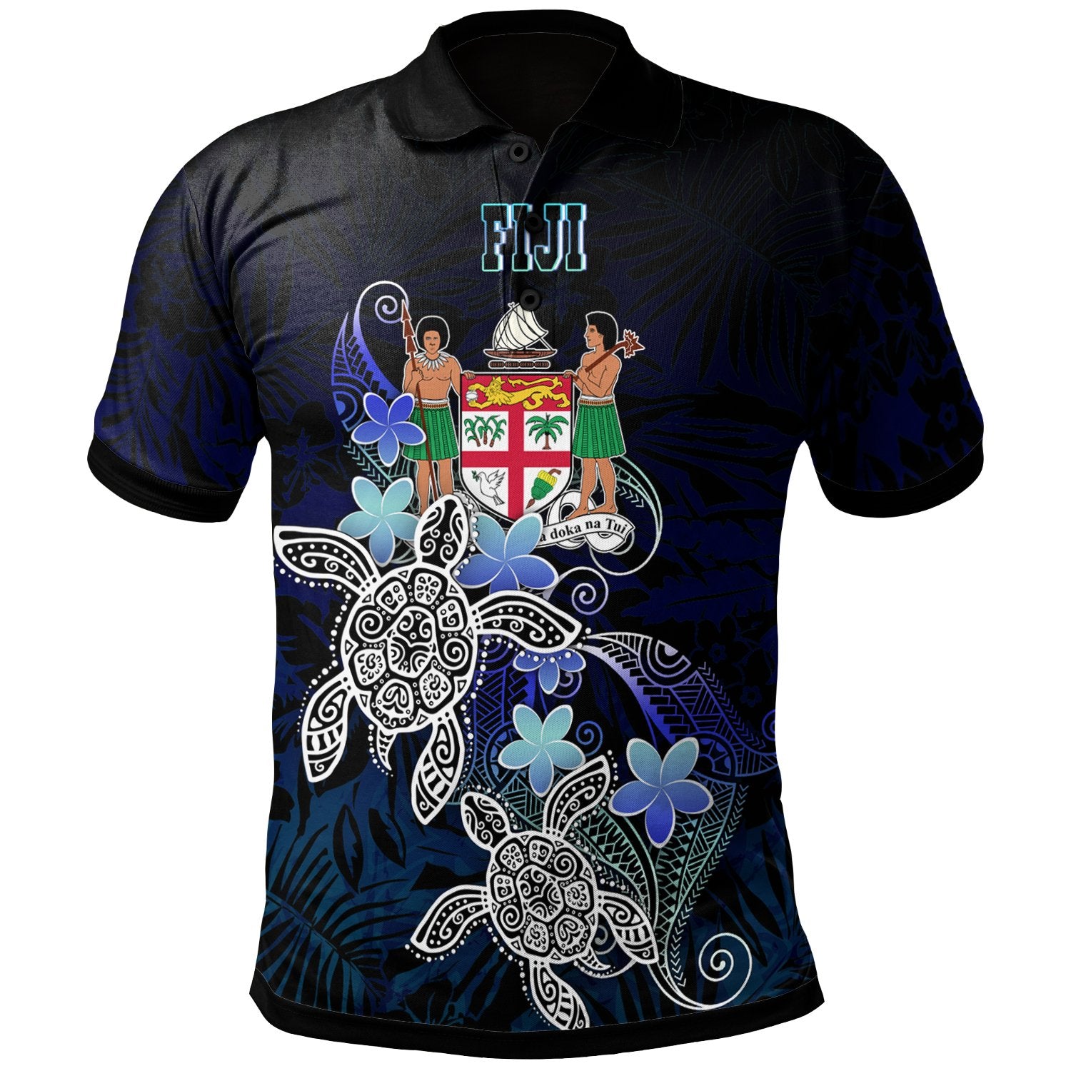 Fiji Polynesian Polo Shirt Blue Turtle Couple Unisex Blue - Polynesian Pride