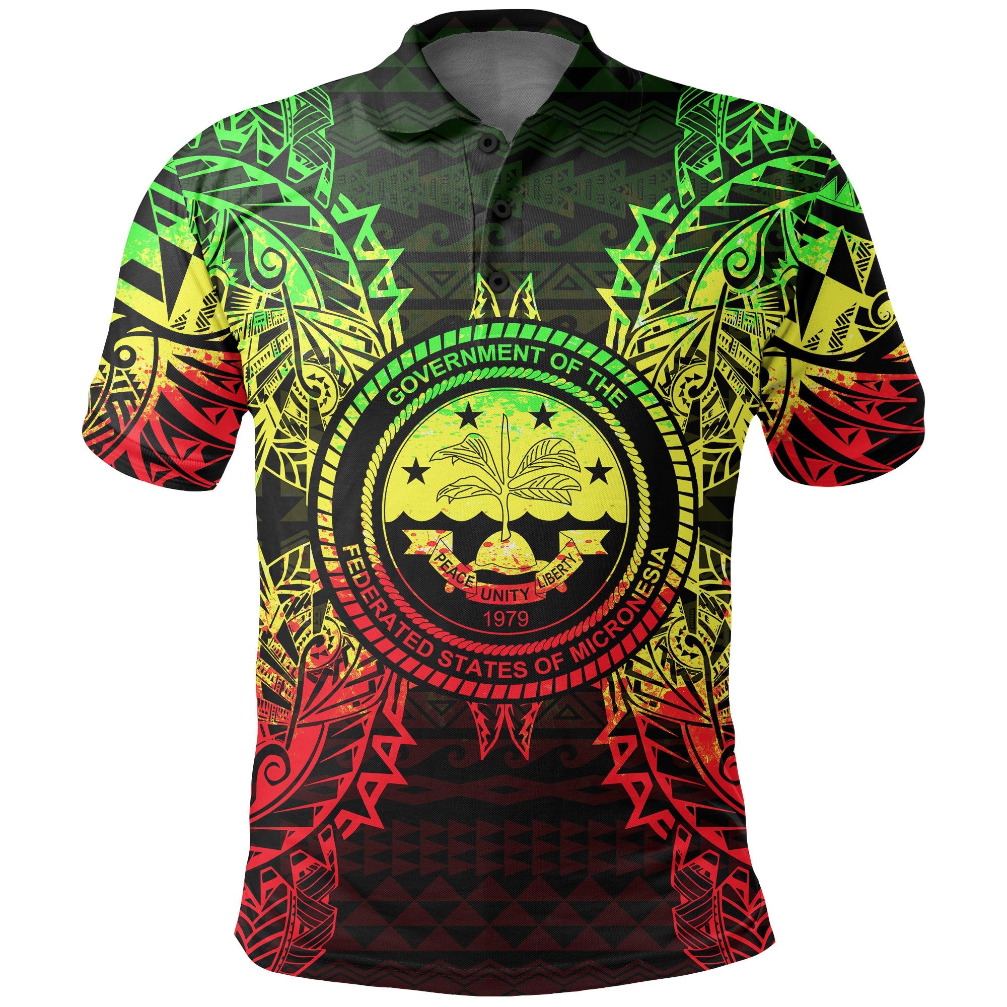 Federated States of Micronesian Polo Shirt Federated States of Micronesian Seal Map Polynesian Tattoo Reggae Unisex Reggae - Polynesian Pride