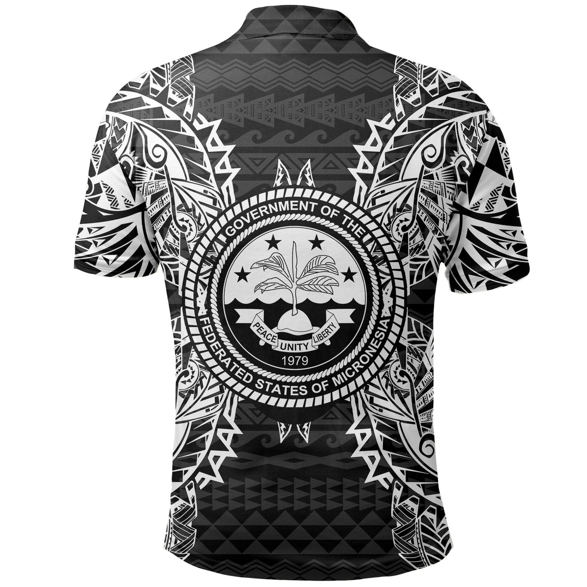 Federated States of Micronesian Polo Shirt Federated States of Micronesian Seal Map Polynesian Tattoo Black - Polynesian Pride