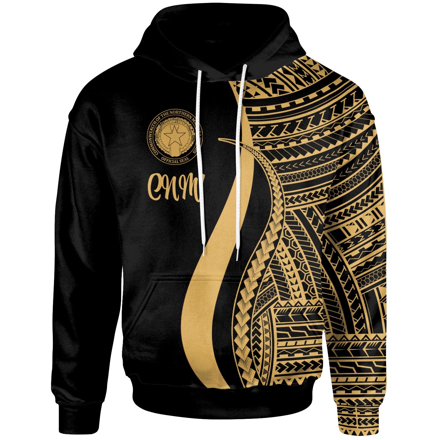 Northern Mariana Islands Hoodie Gold Tentacle Tribal Pattern Unisex Gold - Polynesian Pride