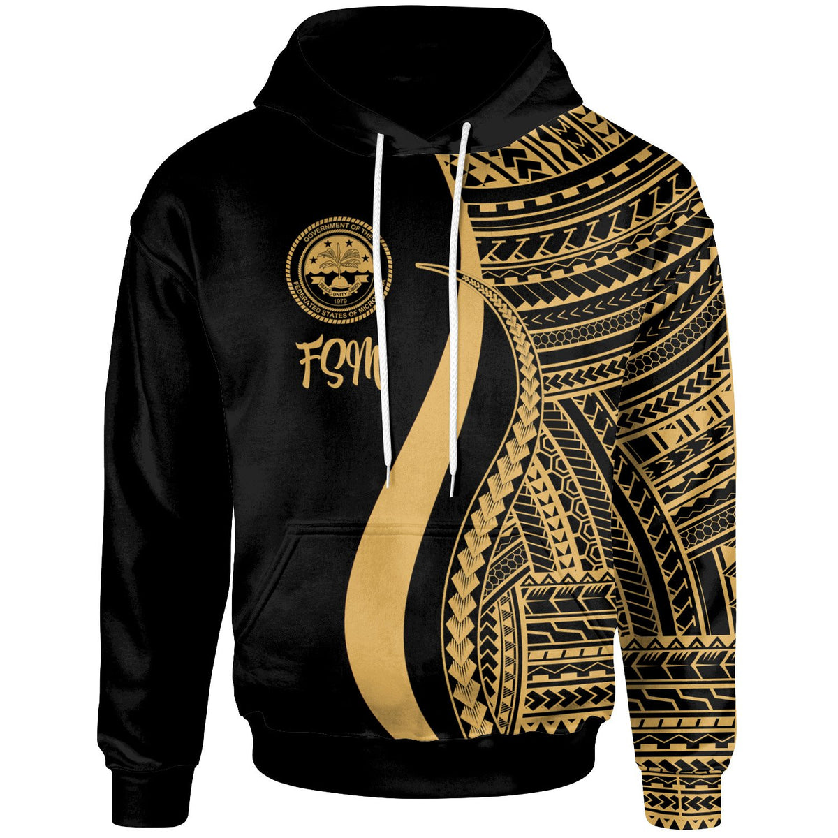 Federated States of Micronesia Hoodie Gold Tentacle Tribal Pattern Unisex Gold - Polynesian Pride
