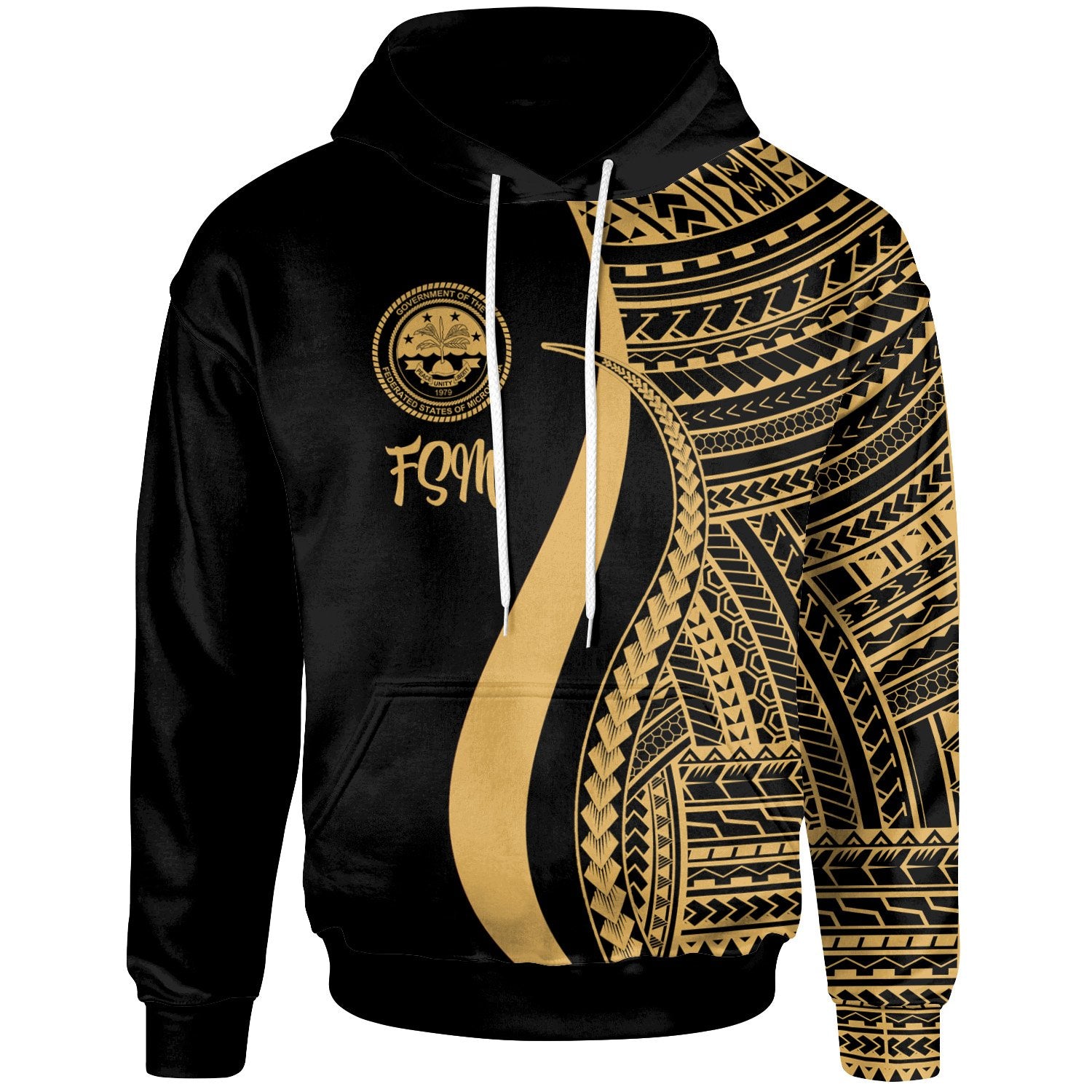 Federated States of Micronesia Hoodie Gold Tentacle Tribal Pattern Unisex Gold - Polynesian Pride