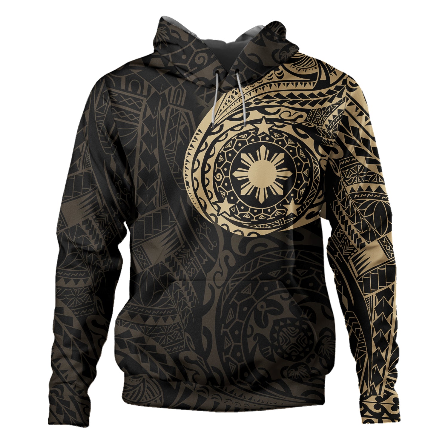 Philippines Polynesian Tattoo Style Hoodie Multicolor Pullover Hoodie Gold - Polynesian Pride