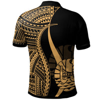 Tahiti Polo Shirt Gold Polynesian Tentacle Tribal Pattern - Polynesian Pride