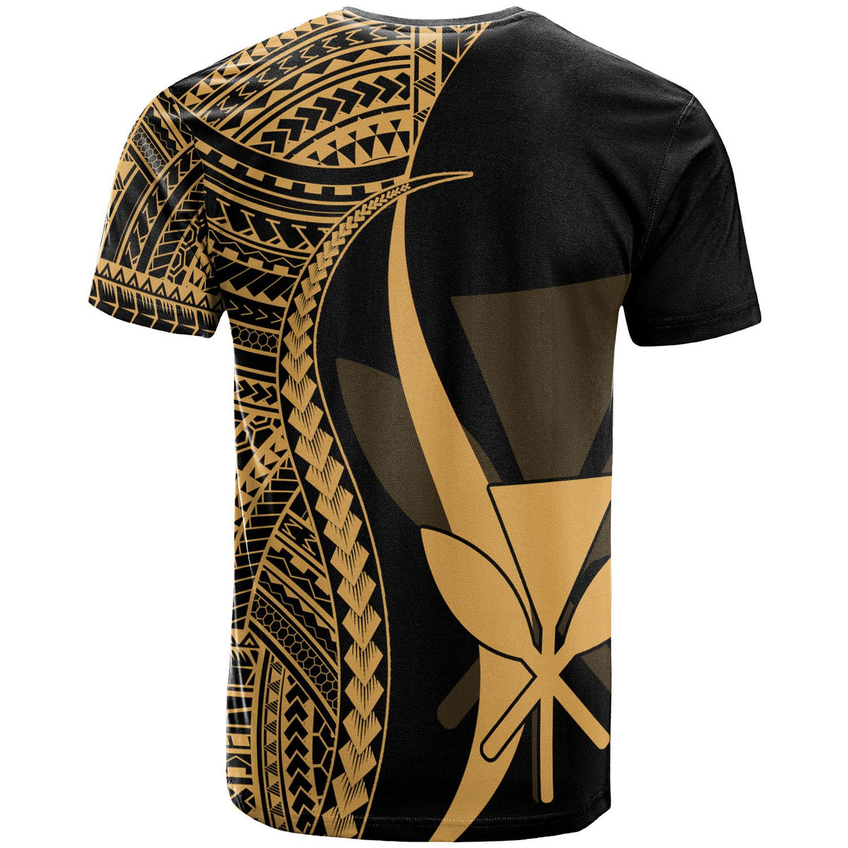 Hawaii T Shirt Kanaka Maoli Gold Polynesian Tentacle Tribal Pattern - Polynesian Pride