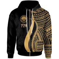 Federated States of Micronesia Zip up Hoodie Gold Tentacle Tribal Pattern Unisex Gold - Polynesian Pride