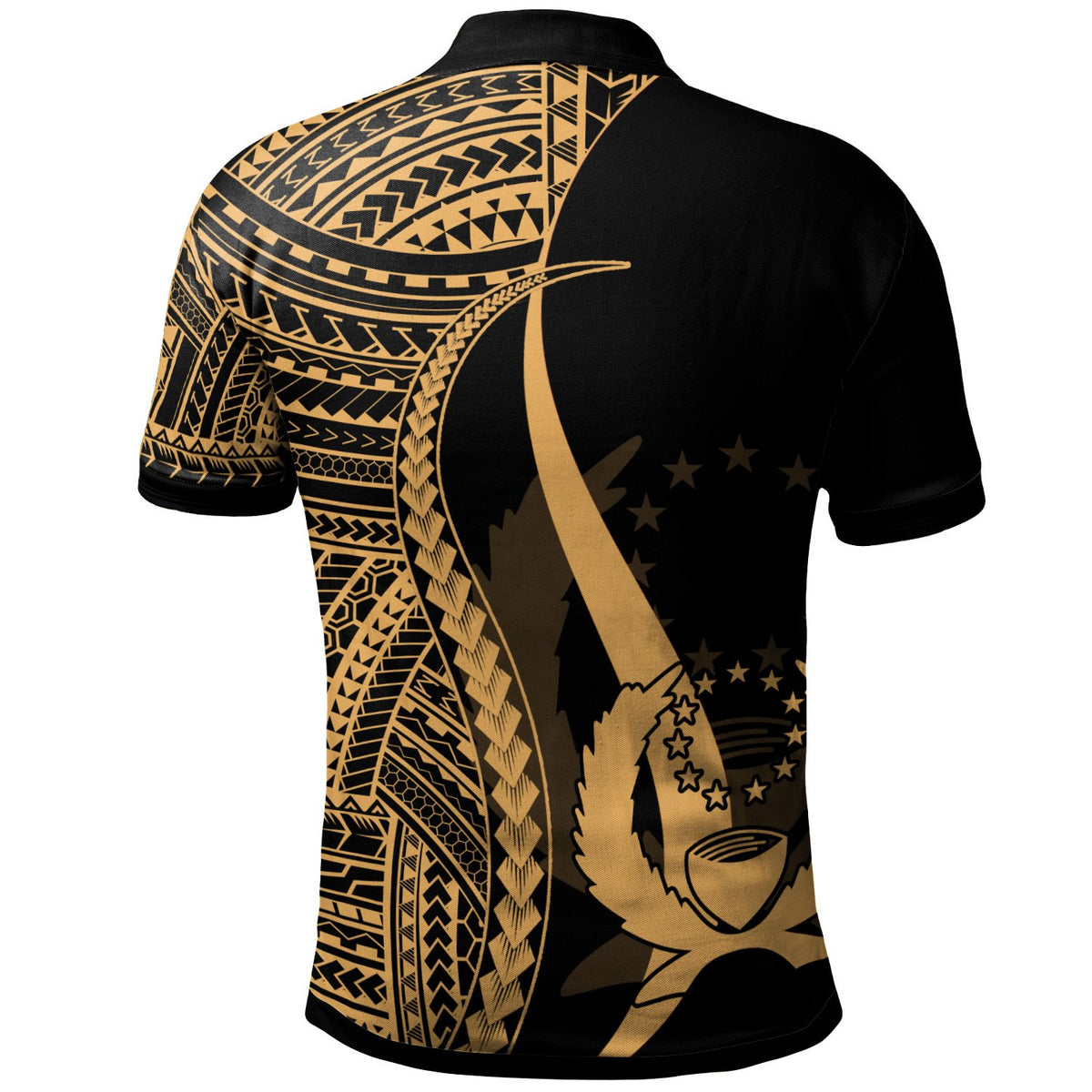 Pohnpei Polo Shirt Gold Polynesian Tentacle Tribal Pattern - Polynesian Pride