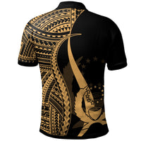 Pohnpei Polo Shirt Gold Polynesian Tentacle Tribal Pattern - Polynesian Pride