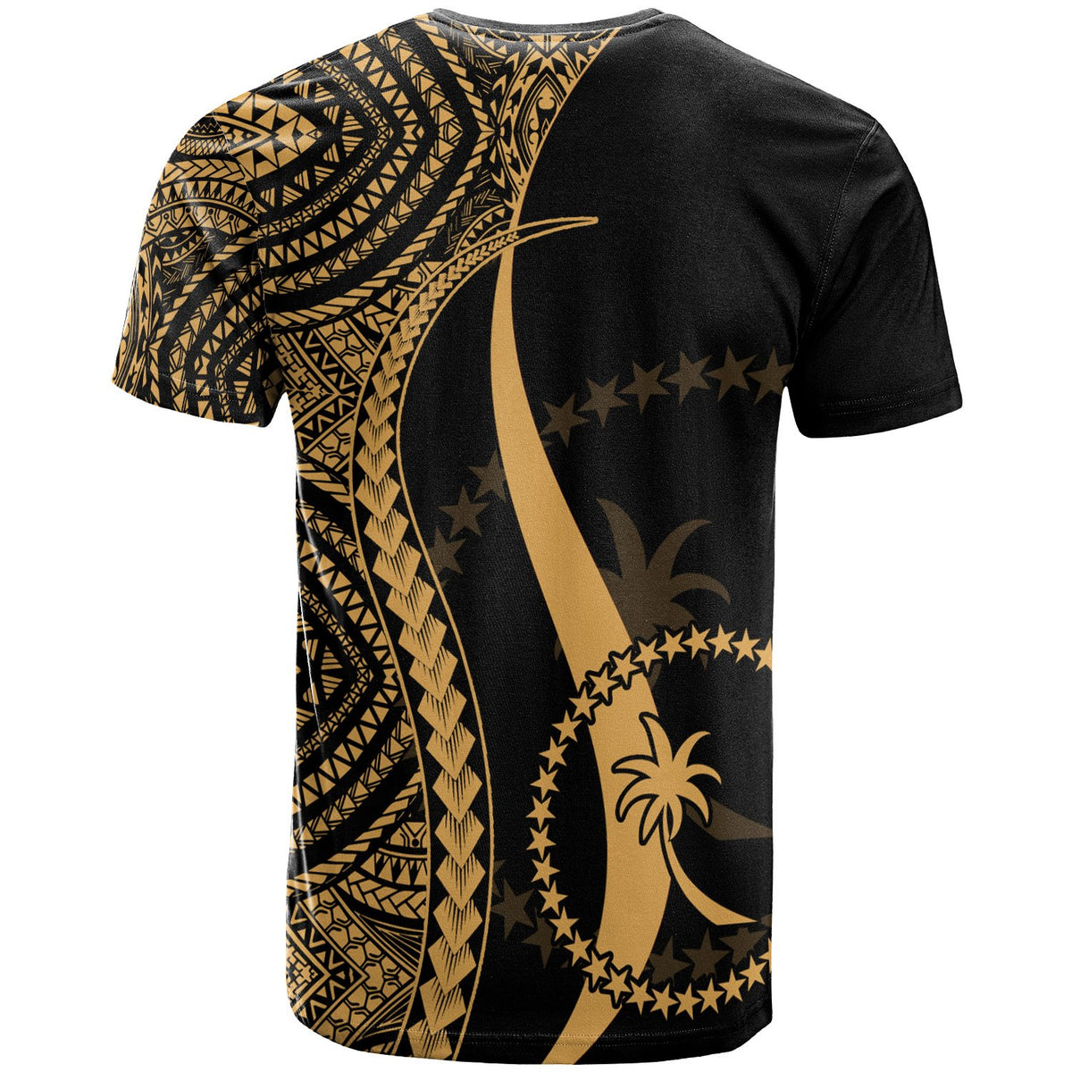 Chuuk T Shirt Gold Micronesian Tentacle Tribal Pattern - Polynesian Pride