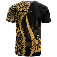 Vanuatu Custom T Shirt Gold Micronesian Tentacle Tribal Pattern - Polynesian Pride