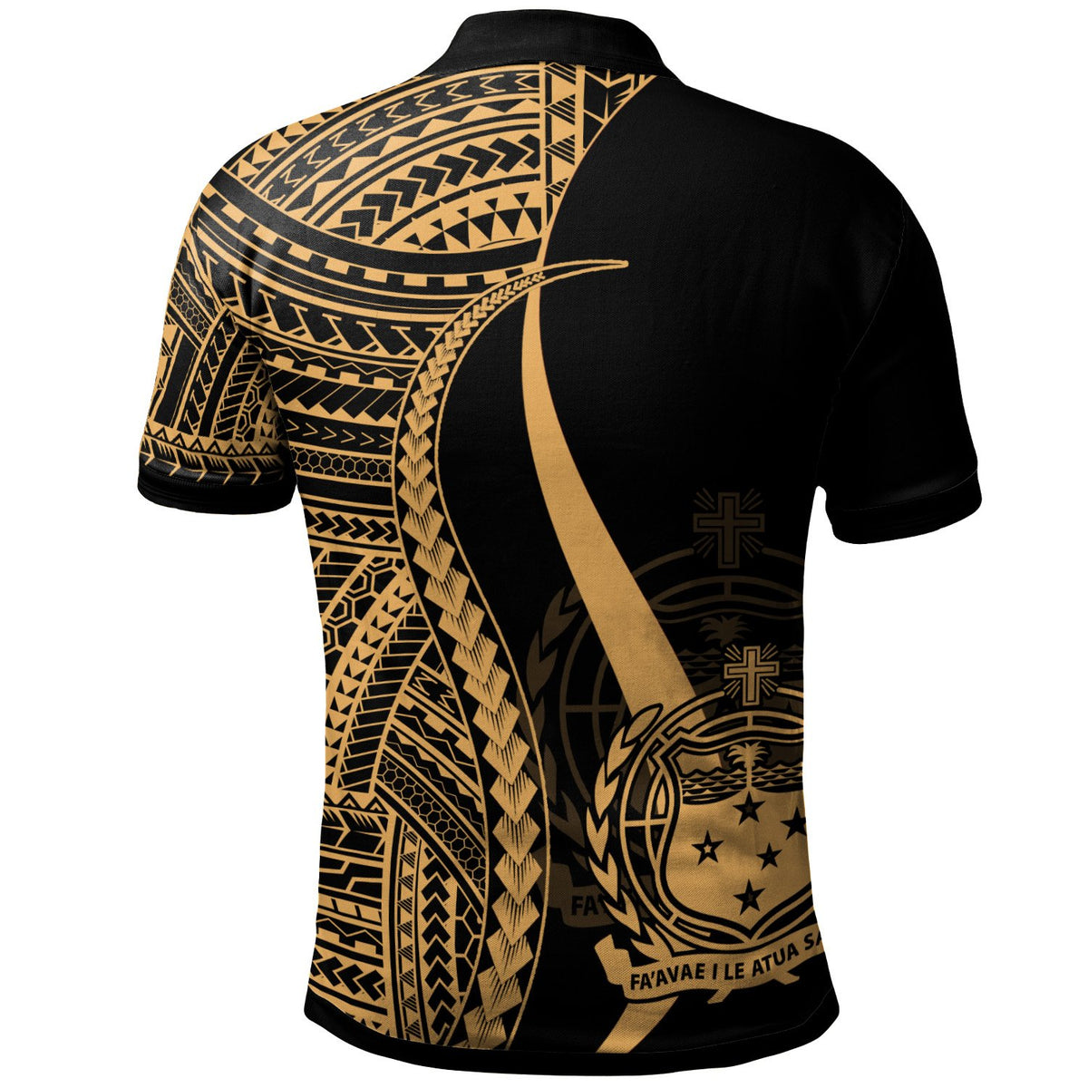 Samoa Custom Polo Shirt Gold Polynesian Tentacle Tribal Pattern - Polynesian Pride