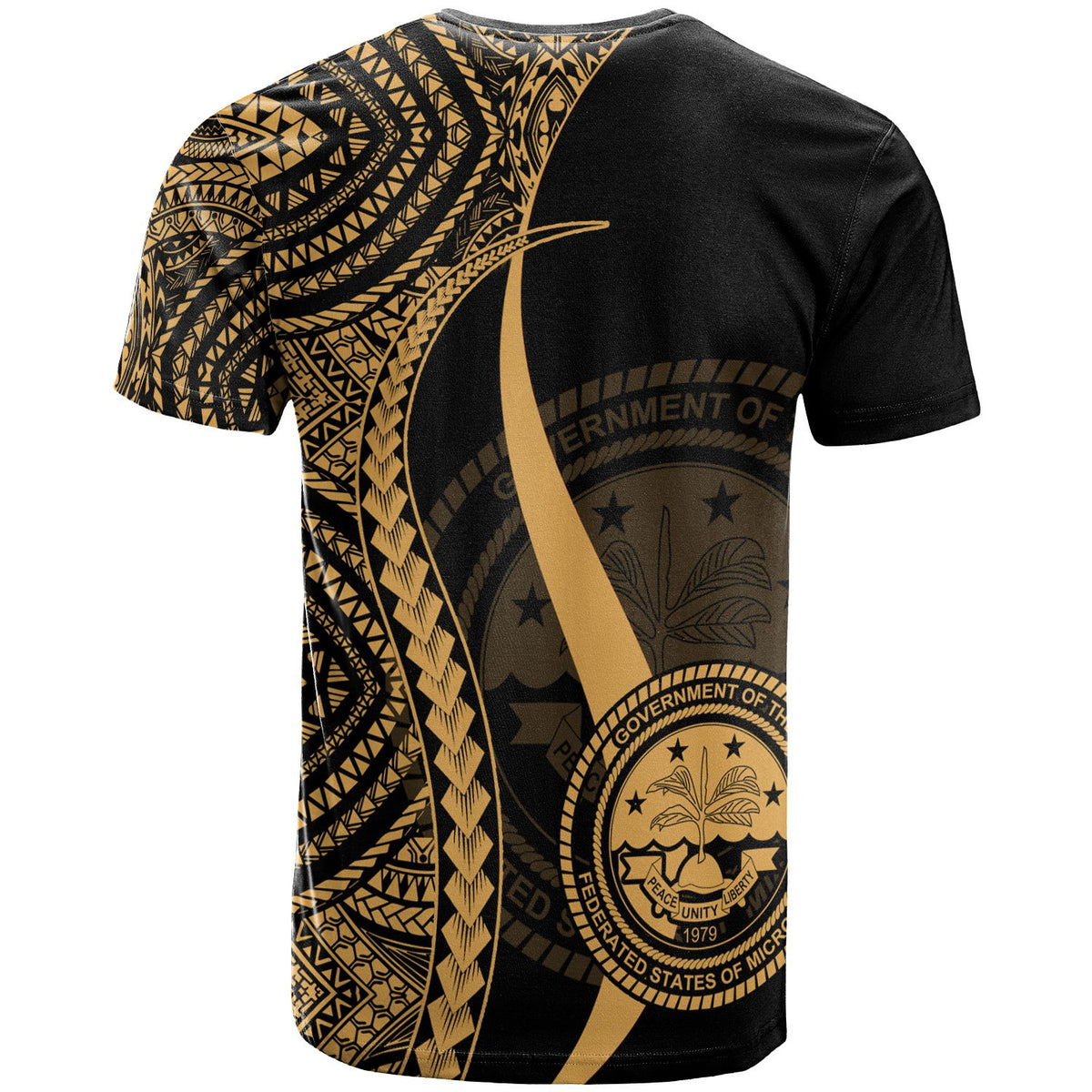 Federated States of Micronesia T Shirt Gold Micronesian Tentacle Tribal Pattern - Polynesian Pride