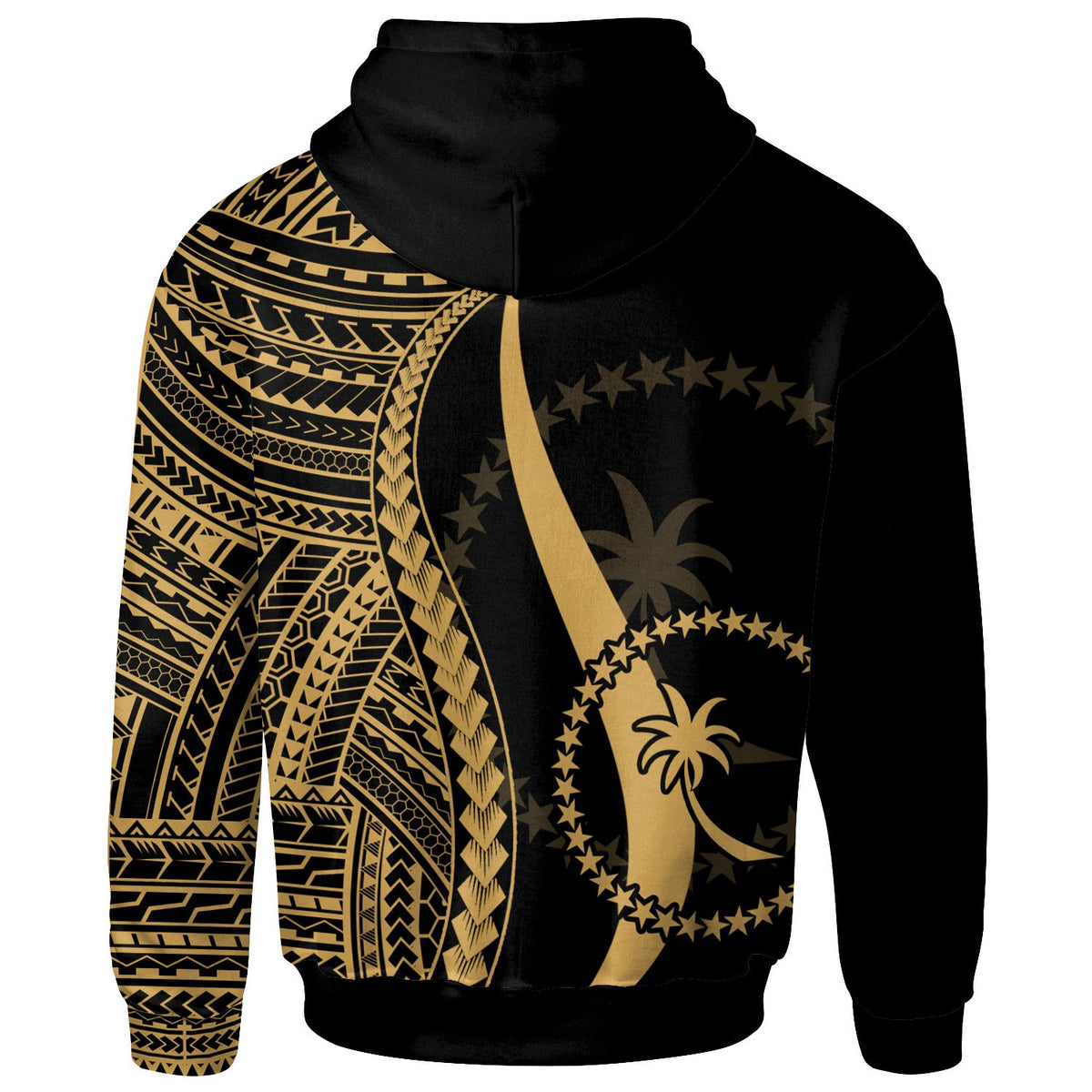 Chuuk Hoodie Gold Tentacle Tribal Pattern - Polynesian Pride