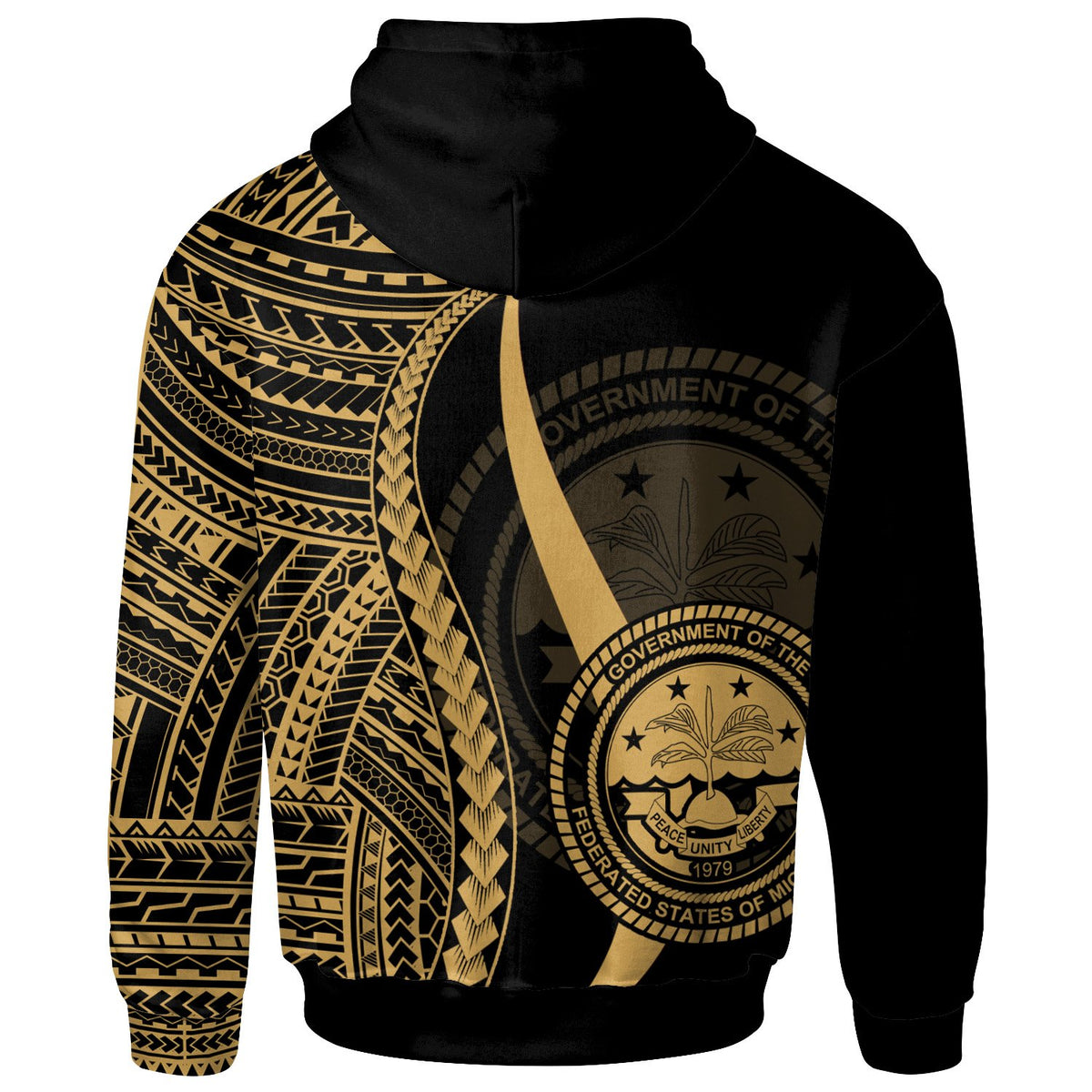 Federated States of Micronesia Hoodie Gold Tentacle Tribal Pattern - Polynesian Pride
