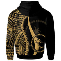 Chuuk Custom Zip up Hoodie Gold Tentacle Tribal Pattern - Polynesian Pride