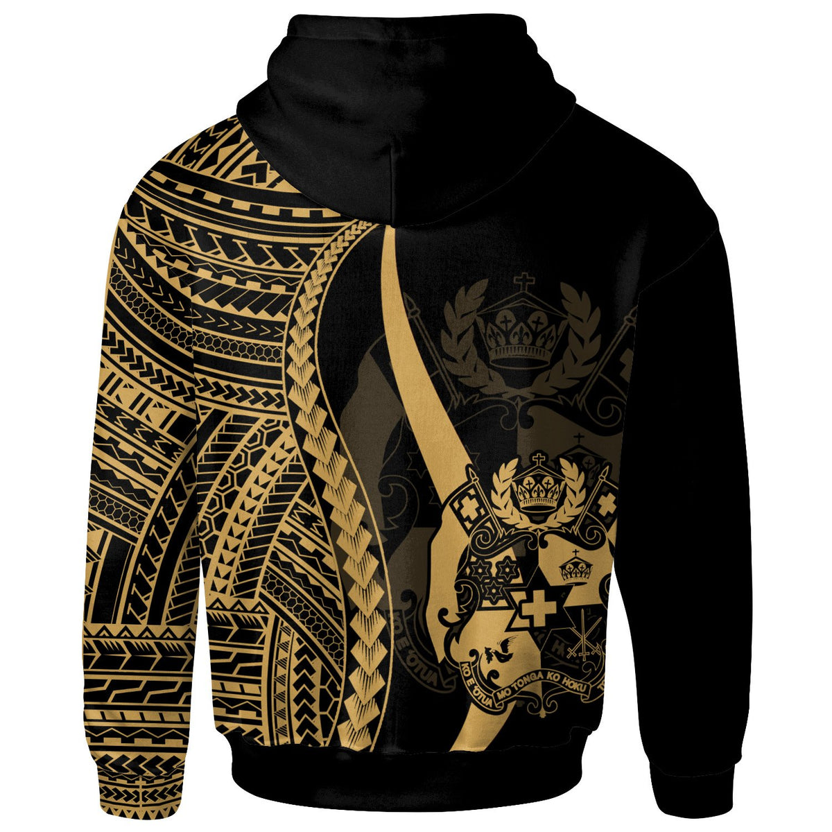 Tonga Zip up Hoodie Gold Tentacle Tribal Pattern - Polynesian Pride