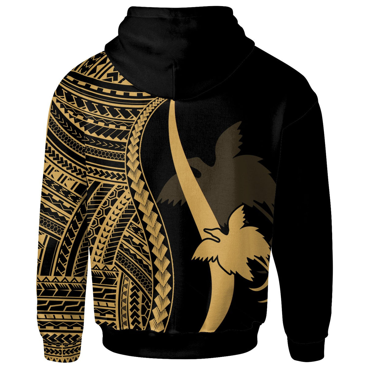 Papua New Guinea Hoodie Gold Tentacle Tribal Pattern - Polynesian Pride